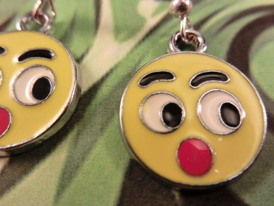 Preview: Smilie Ohrringe Gesicht silberfarbene Augen Eyes